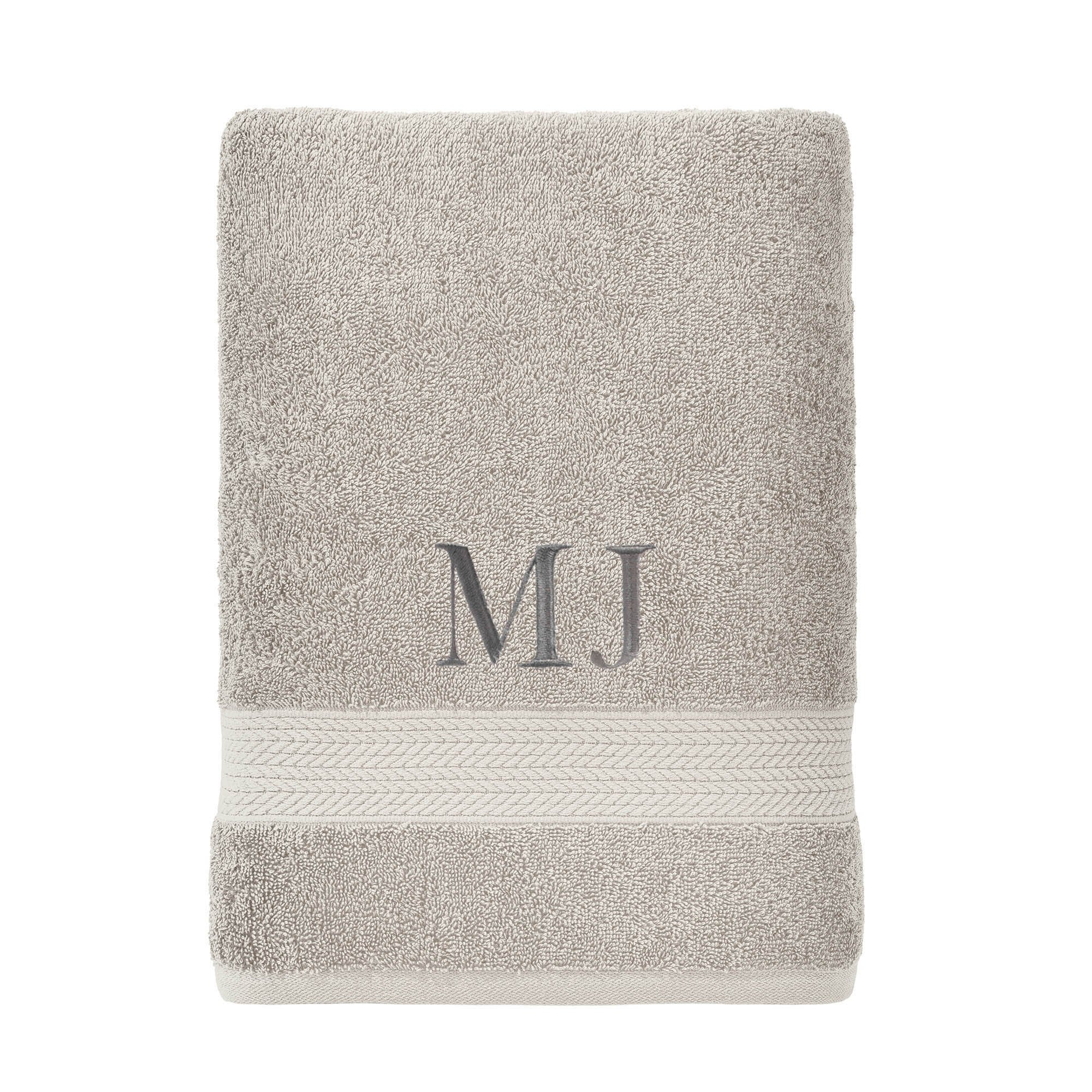 toalha banhao literie algodao bruma cinza personalizado