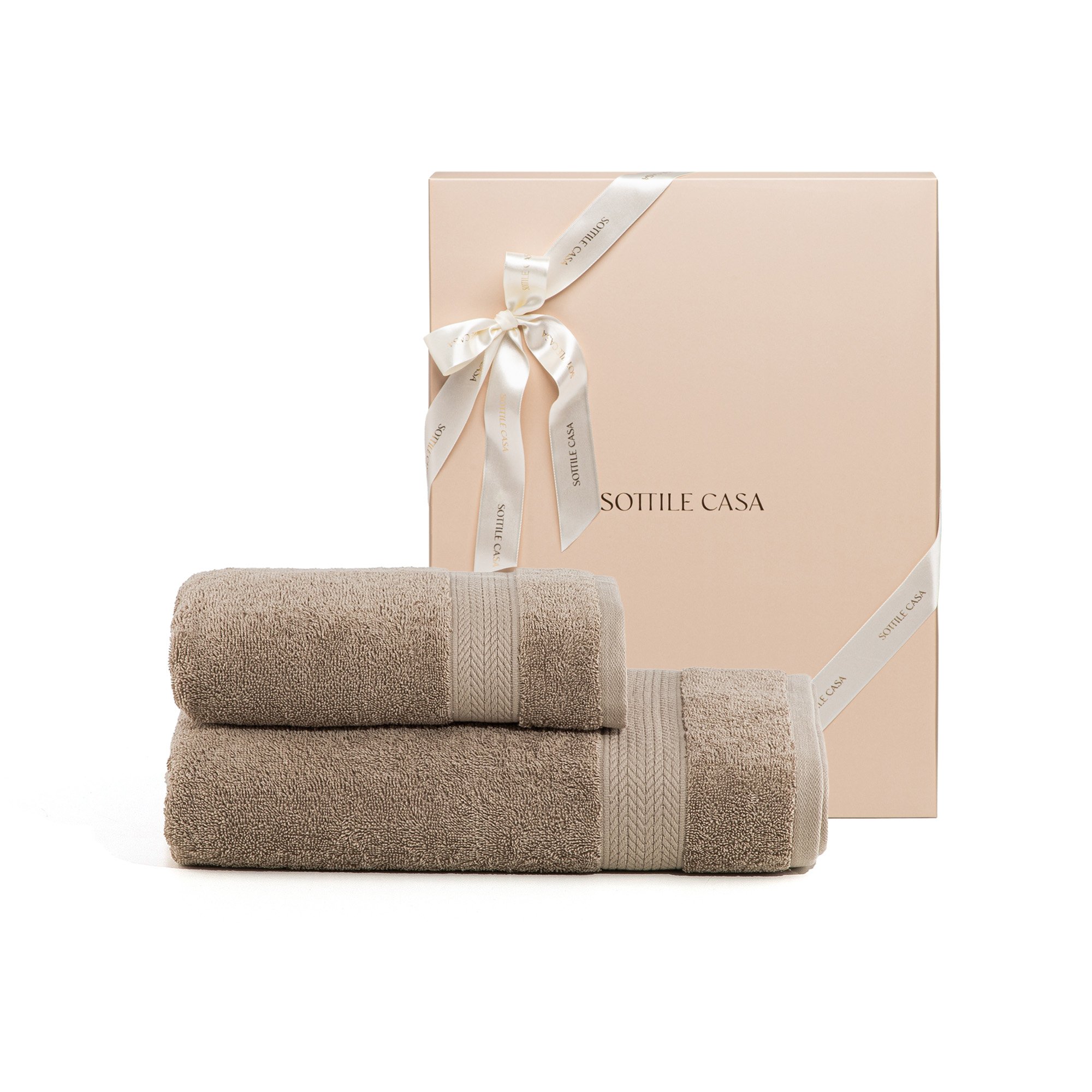 kit2pecas toalha banhao literie algodao bruma bege caixapresente