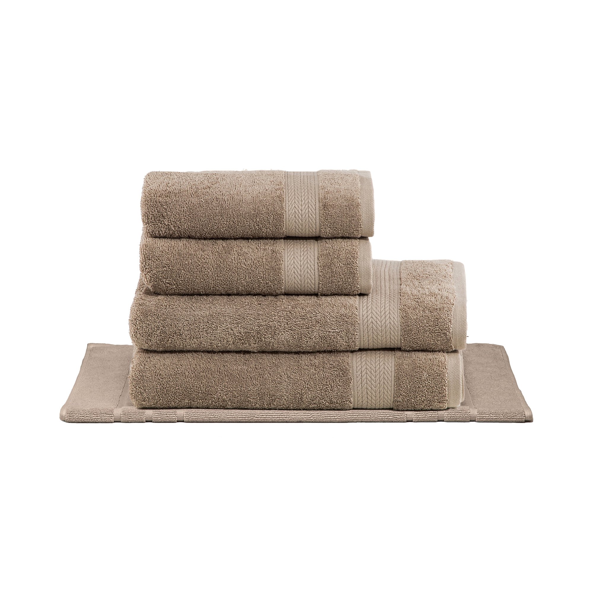 kit5pecas toalha banhao literie algodao bruma bege