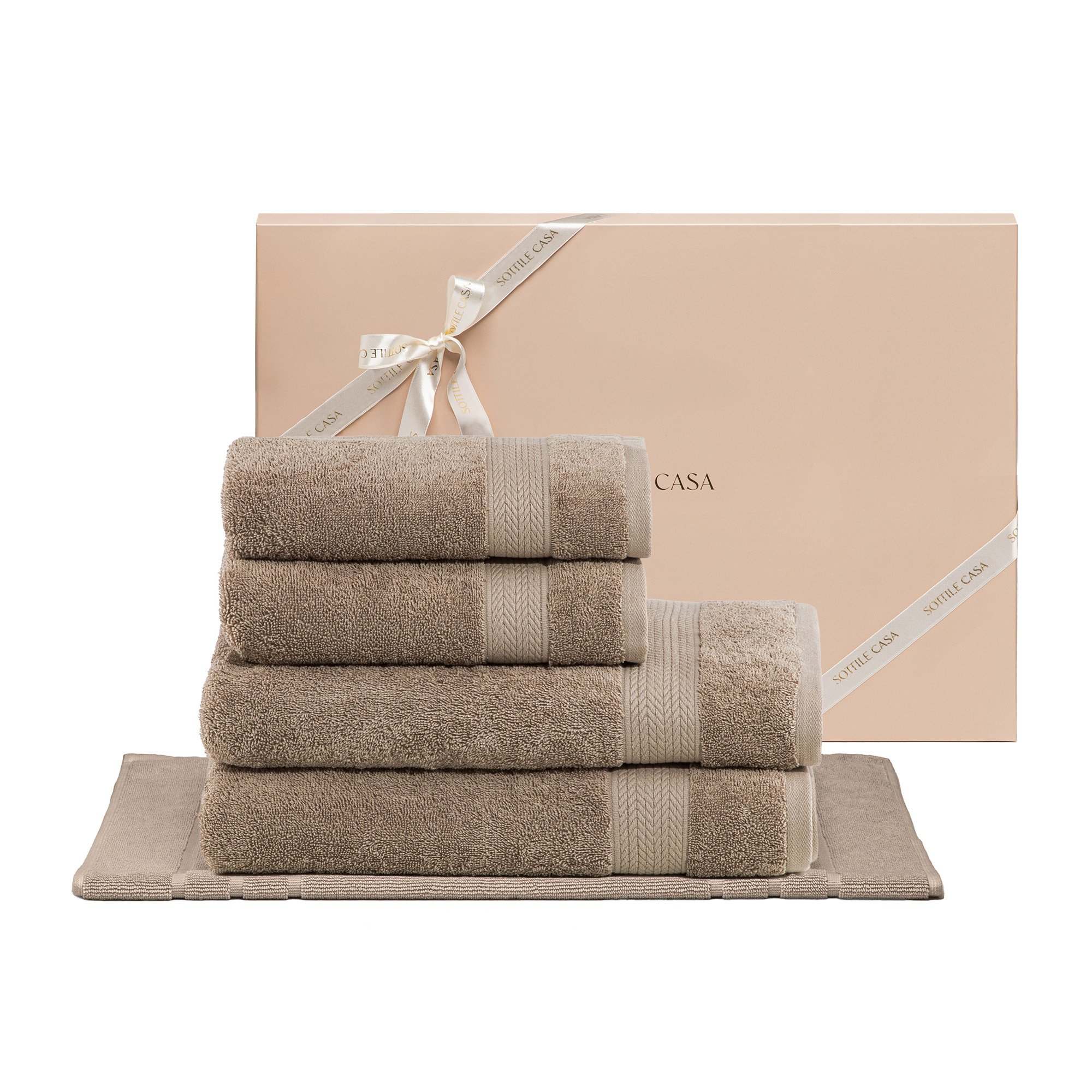 kit5pecas toalha banhao literie algodao bruma bege caixapresente copia
