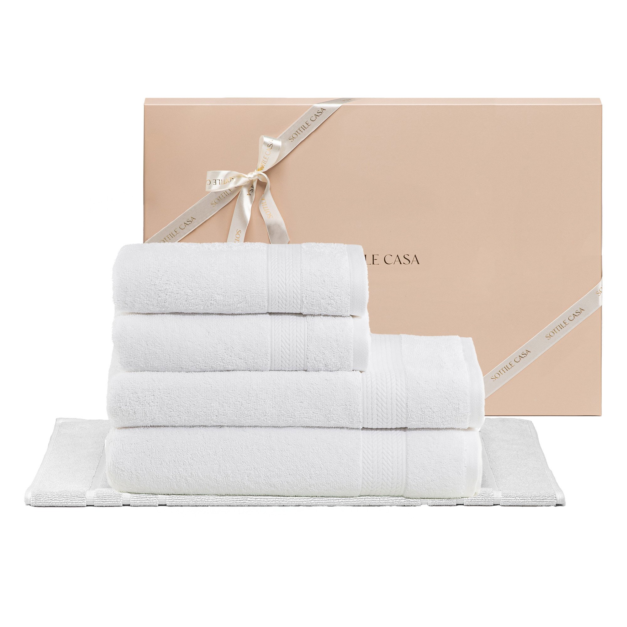 kit5pecas toalha banhao literie algodao bruma branca caixapresente